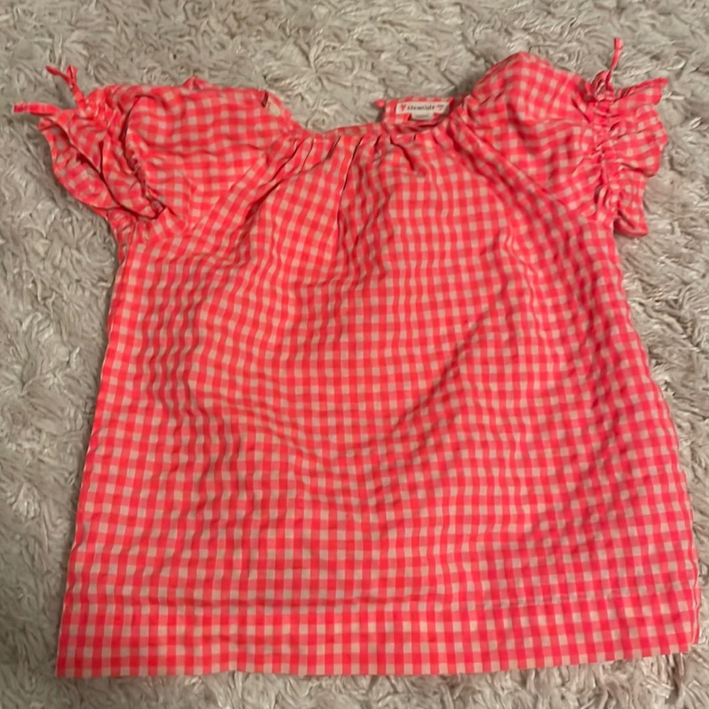 Crewcuts Pink and white gingham top size 5
